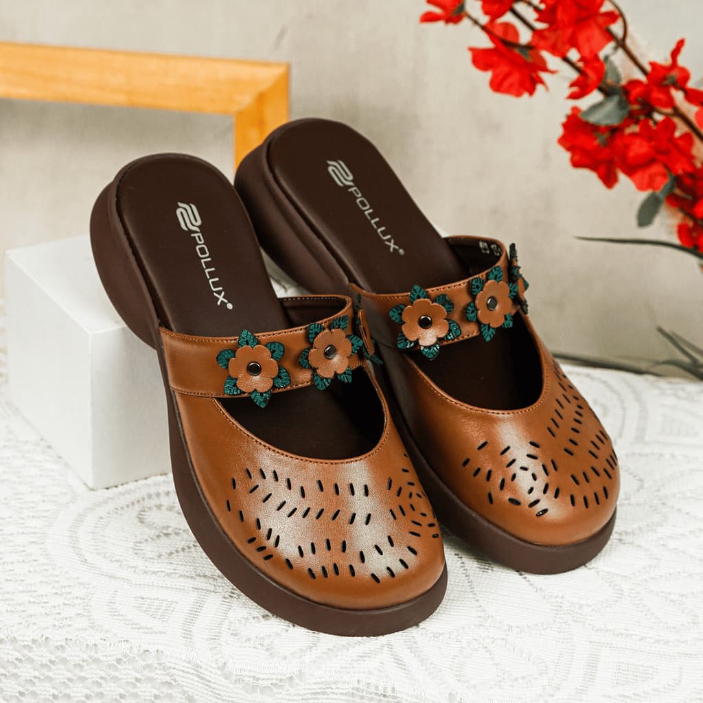 Gambar produk Pollux Daily WPOMO 13 - Sandal Wanita Bahan Kulit | Wedges Wanita | Sepatu Sandal Wanita | Anti Slip