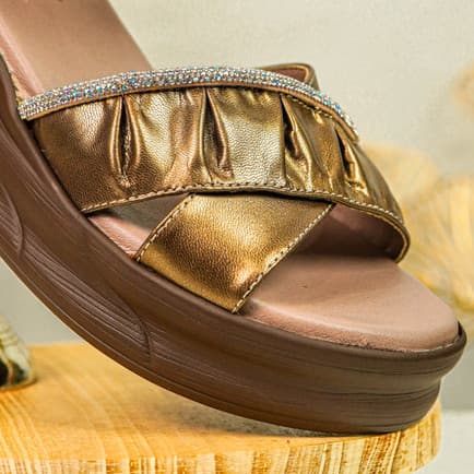 Gambar ke-1 produk Pollux Classic  Wpofu 15- Sandal Wedges  Wanita | Wedges Wanita Bahan Kulit