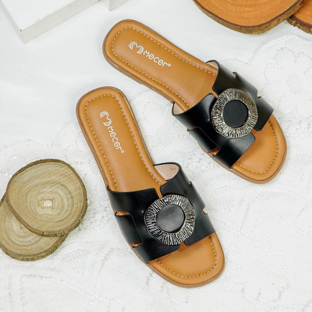 Thumbnail gambar ke-3 produk Mecer Daily WWH TY1 - Sandal Flat Wanita Selop - Sendal Teplek Wanita - Sendal Wanita