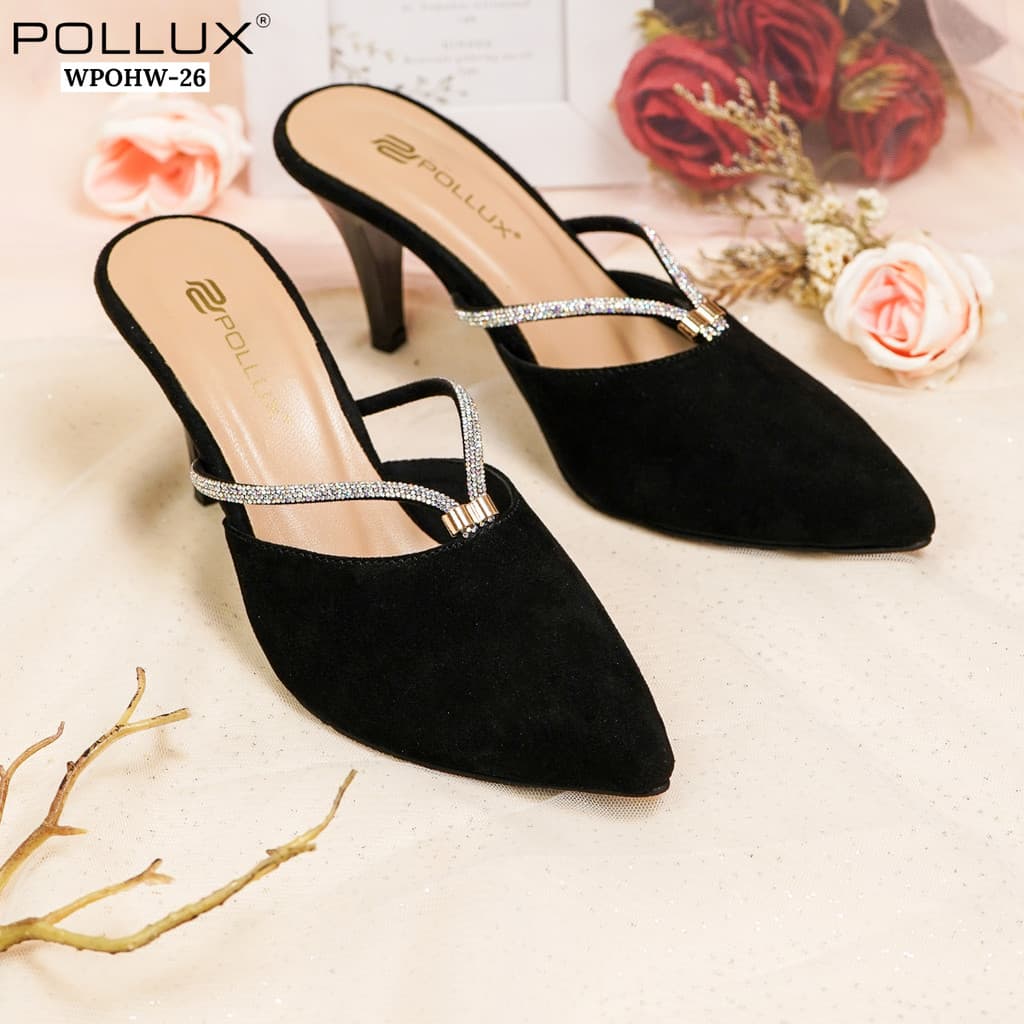 Thumbnail gambar ke-4 produk Pollux Aurora  Lite WPOHW 26 - Heels Pesta Wanita Model Mules Bahan Kulit Suede Tinggi Hak 7cm