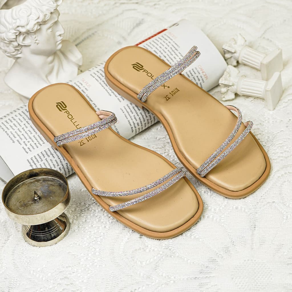 Gambar produk Pollux Daily WPOMY 01 - Sandal Flat | Sandal Wanita Kekinian | Sandal Wanita Bahan Kulit