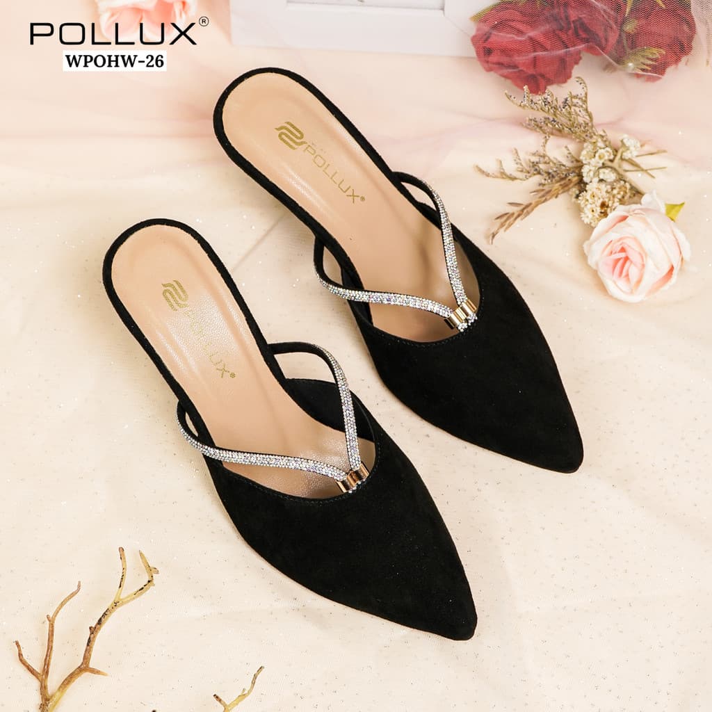 Gambar ke-1 produk Pollux Aurora  Lite WPOHW 26 - Heels Pesta Wanita Model Mules Bahan Kulit Suede Tinggi Hak 7cm