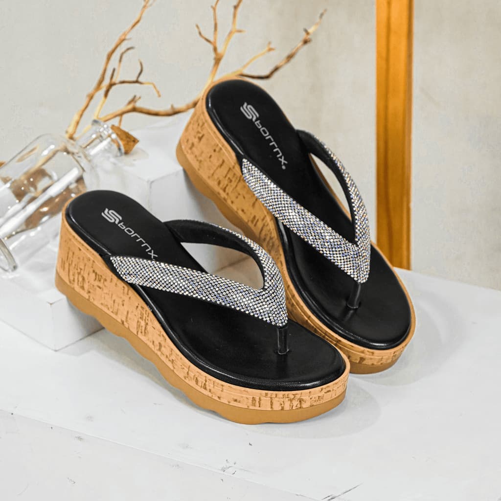 Thumbnail gambar ke-2 produk Pollux Daily WPODN 43 - Sandal Wedges Wanita Bahan Kulit | Wedges Wanita Kekinian
