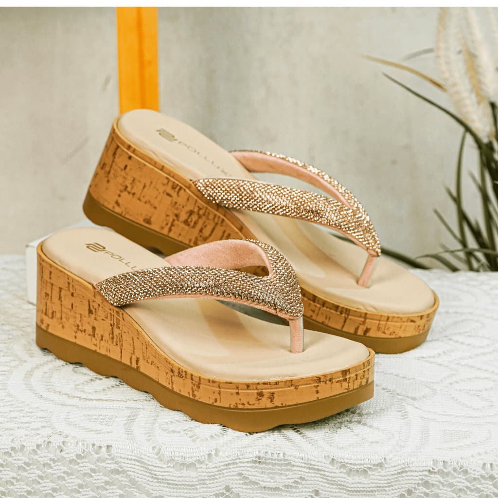 Thumbnail gambar ke-4 produk Pollux Daily WPODN 43 - Sandal Wedges Wanita Bahan Kulit | Wedges Wanita Kekinian