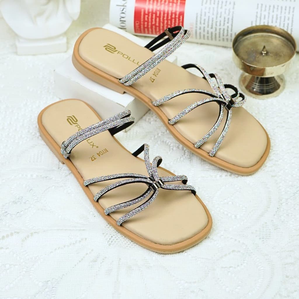 Thumbnail gambar ke-5 produk Pollux Daily WPOMY 04 - Sandal Flat | Sandal Wanita Kekinian | Sandal Wanita Bahan Kulit | Teplek