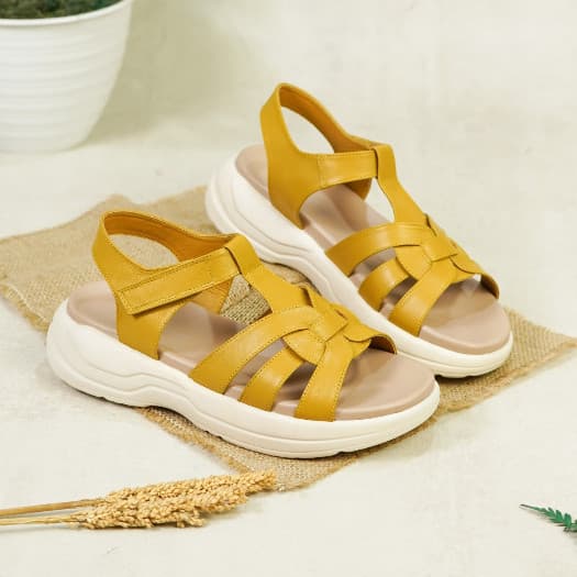 Thumbnail gambar ke-11 produk Pollux E-Wear WPOLP 04 - Sandal Wedges Wanita Slip On Bahan Kulit Asli Anti Slip