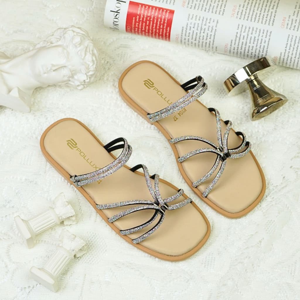 Thumbnail gambar ke-2 produk Pollux Daily WPOMY 04 - Sandal Flat | Sandal Wanita Kekinian | Sandal Wanita Bahan Kulit | Teplek