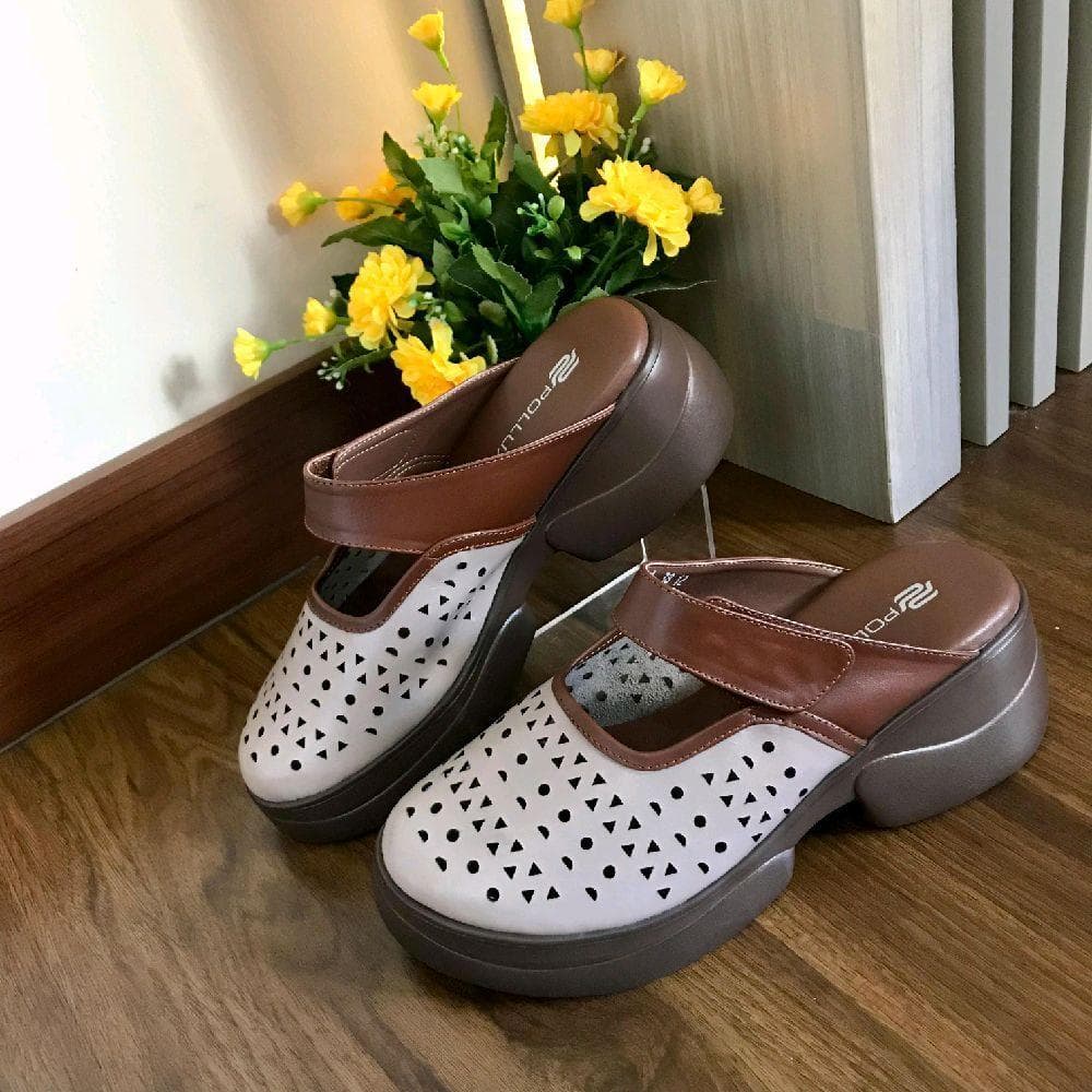 Thumbnail gambar ke-6 produk Pollux Bold WPOCU 50 - Sandal Selop Wanita Bahan kulit Asli | Sandal Wedges Tinggi 5cm