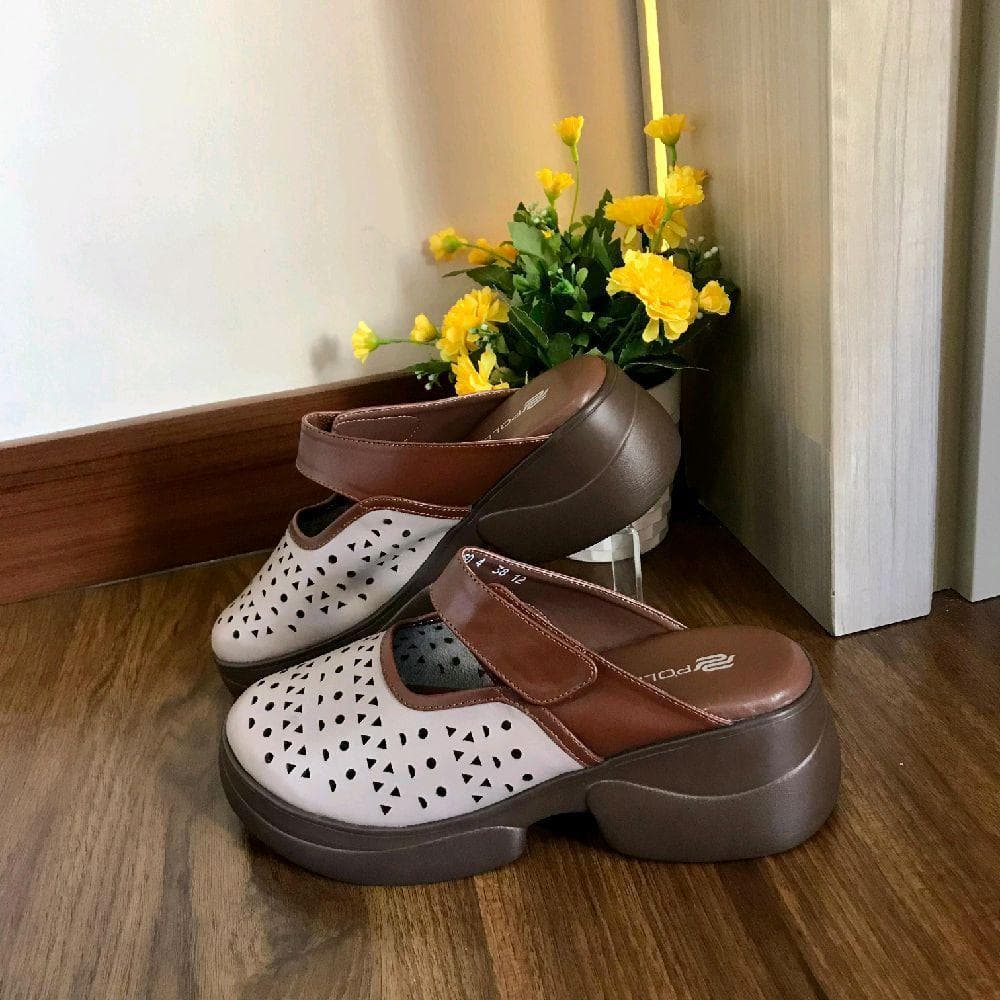 Thumbnail gambar ke-7 produk Pollux Bold WPOCU 50 - Sandal Selop Wanita Bahan kulit Asli | Sandal Wedges Tinggi 5cm