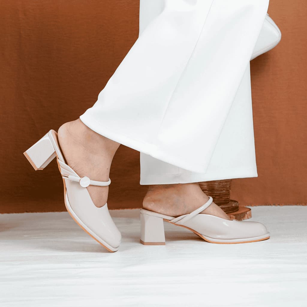 Gambar ke-9 produk Mecer Monday WYH55847 Hitam, Beige dan Maron Size 36-41, Sepatu Heels Kerja Wanita