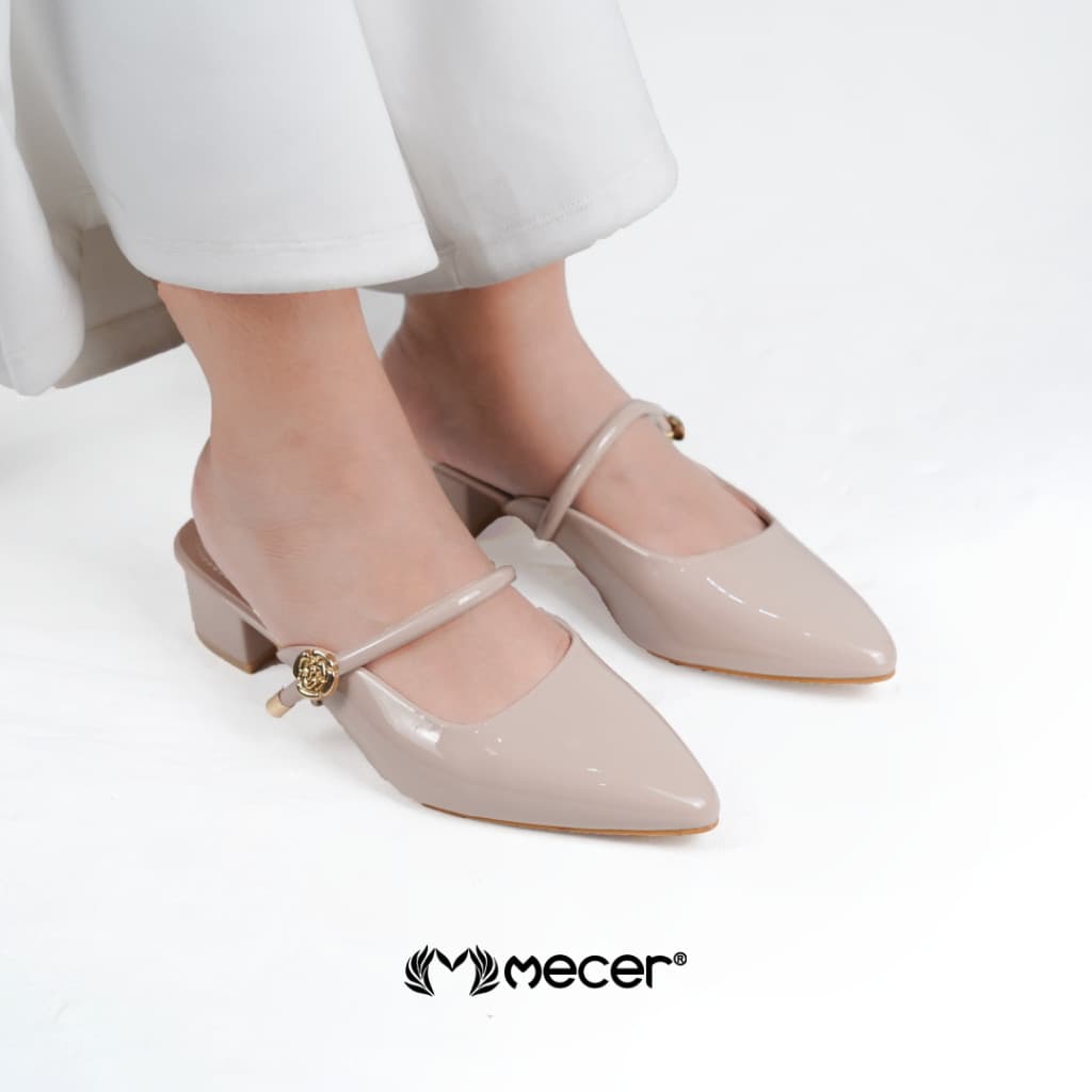 Thumbnail gambar ke-6 produk Mecer Monday WYH 6366-B24 Khaki dan Hitam Size 36-41, Slip On Block Heels Wanita, Casual, Informal dan Kuliah
