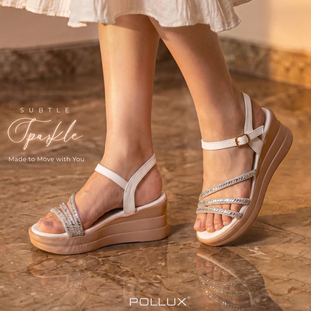 Gambar ke-4 produk Pollux Bold WPOFN 03 - Sandal Wedges Wanita Kekinian Bahan Kulit Asli