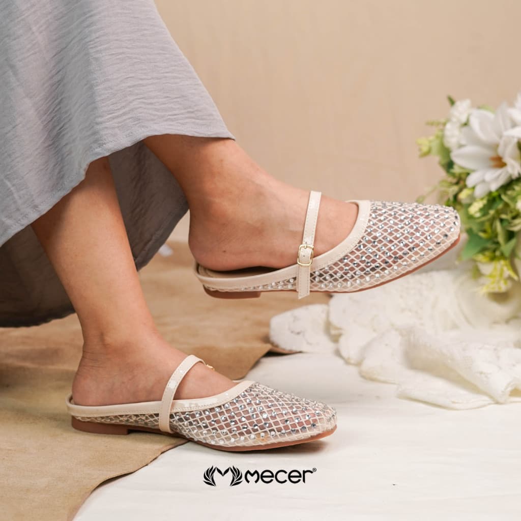 Thumbnail gambar ke-10 produk Mecer Daily WYH 9003387 - Sandal Mules Wanita Mewah Flat Shoes Cewek Cantik
