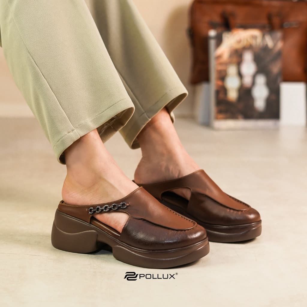 Gambar ke-1 produk Pollux Bold WPOCU 44 - Sandal Wanita Kekinian Bahan Kulit Asli | Sandal Wedges Wanita