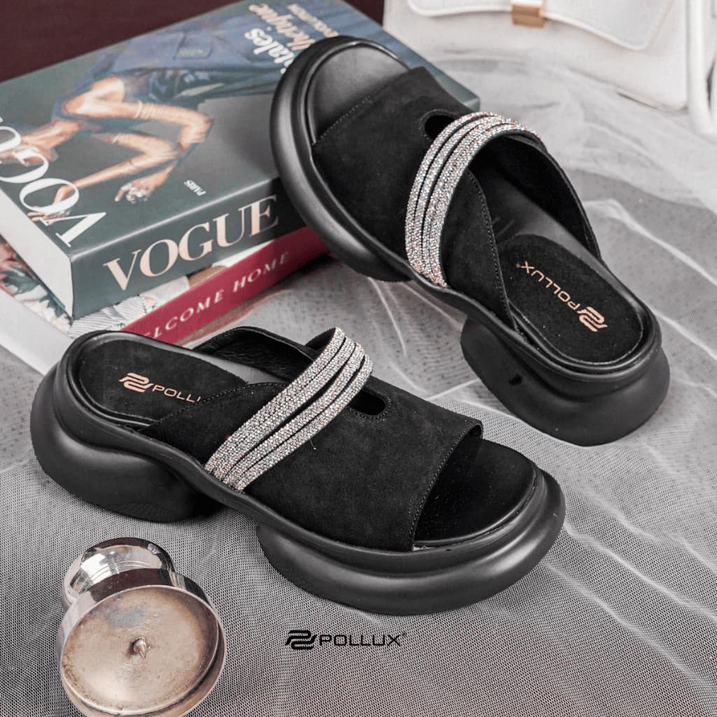 Gambar ke-8 produk Pollux Bold WPOCY 23 - Sandal Platform Chunky Glitter Wanita Sol Tebal Sandal Pesta Mewah