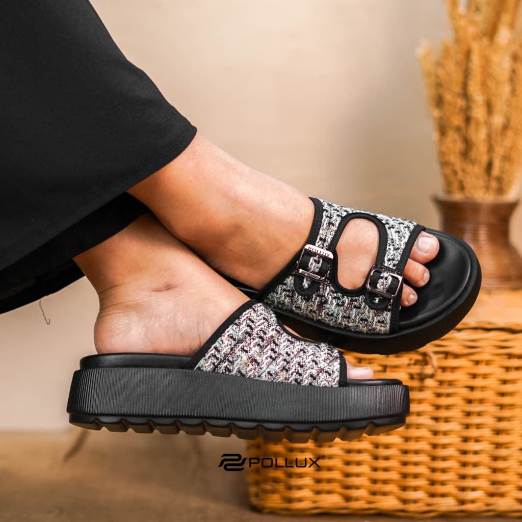 Gambar ke-8 produk Pollux Daily WPOIT 02 - Sandal Platform Wanita Bahan Kulit Asli | Sendal Flat Kekinian Stylish