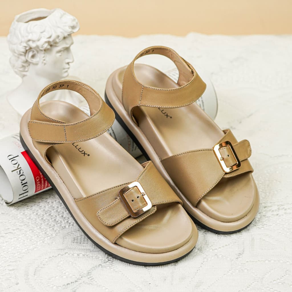 Gambar ke-7 produk POLLUX Daily WPOKP 09 - Sandal Flat Wanita Kekinian Bahan Kulit Asli