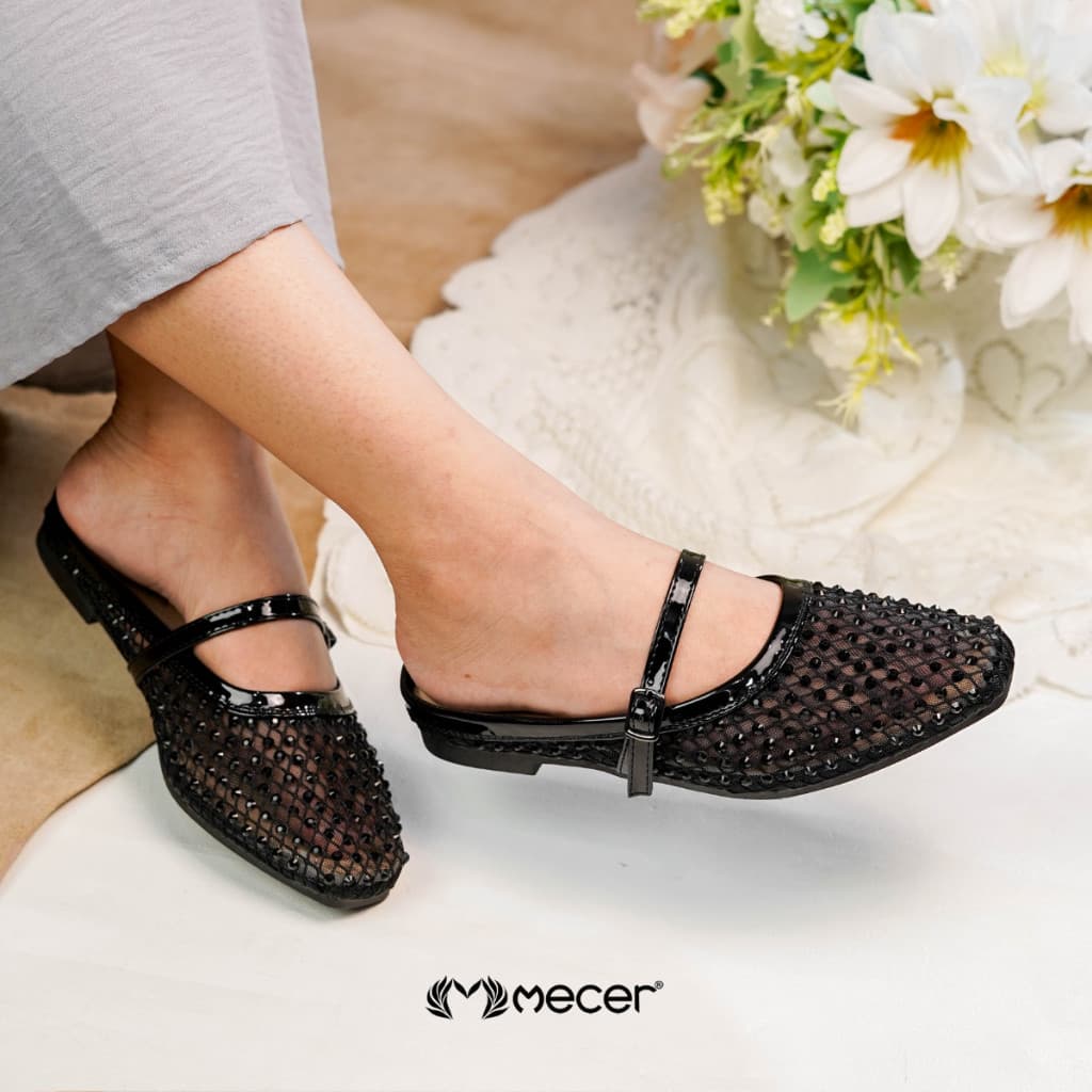 Gambar ke-9 produk Mecer Daily WYH 9003387 - Sandal Mules Wanita Mewah Flat Shoes Cewek Cantik
