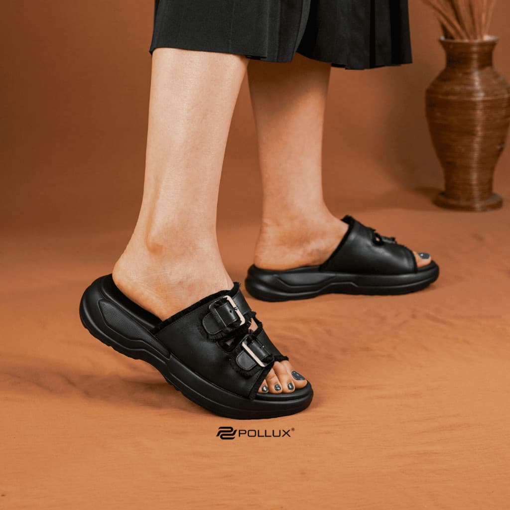 Gambar ke-8 produk Pollux E-Wear WPOLP 05  - Sandal Wedges Wanita Slip On Bahan Kulit Asli Anti Slip