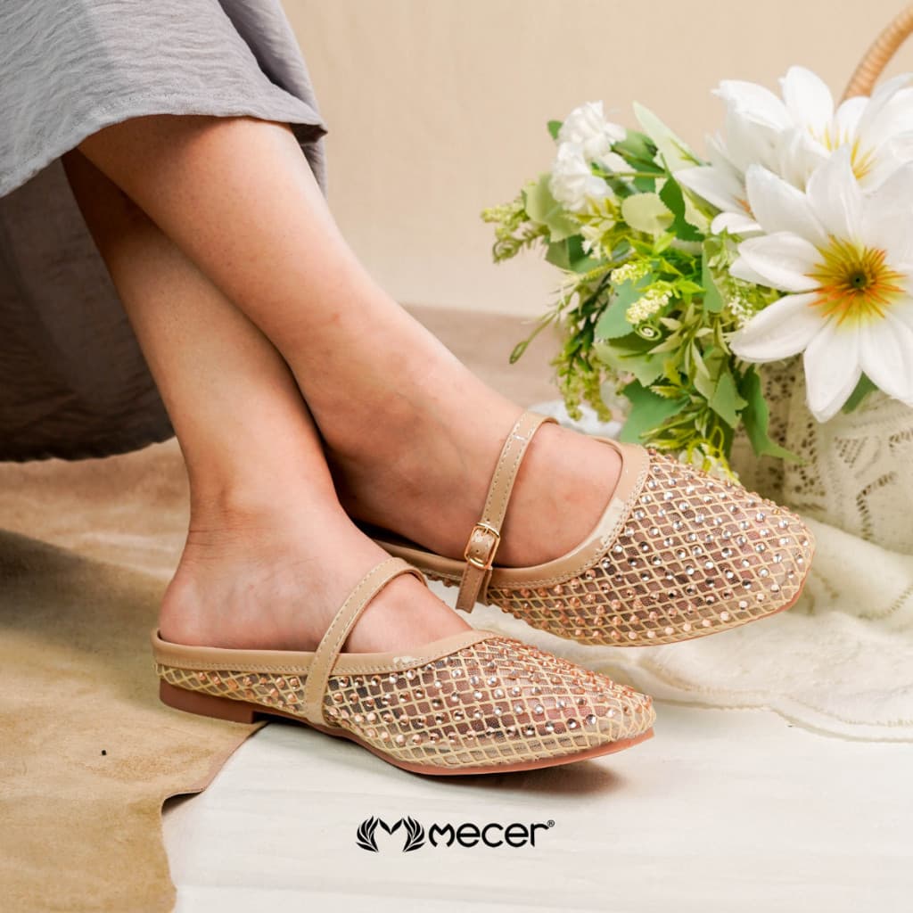 Gambar ke-9 produk Mecer Daily WYH 9003387 - Sandal Mules Wanita Mewah Flat Shoes Cewek Cantik