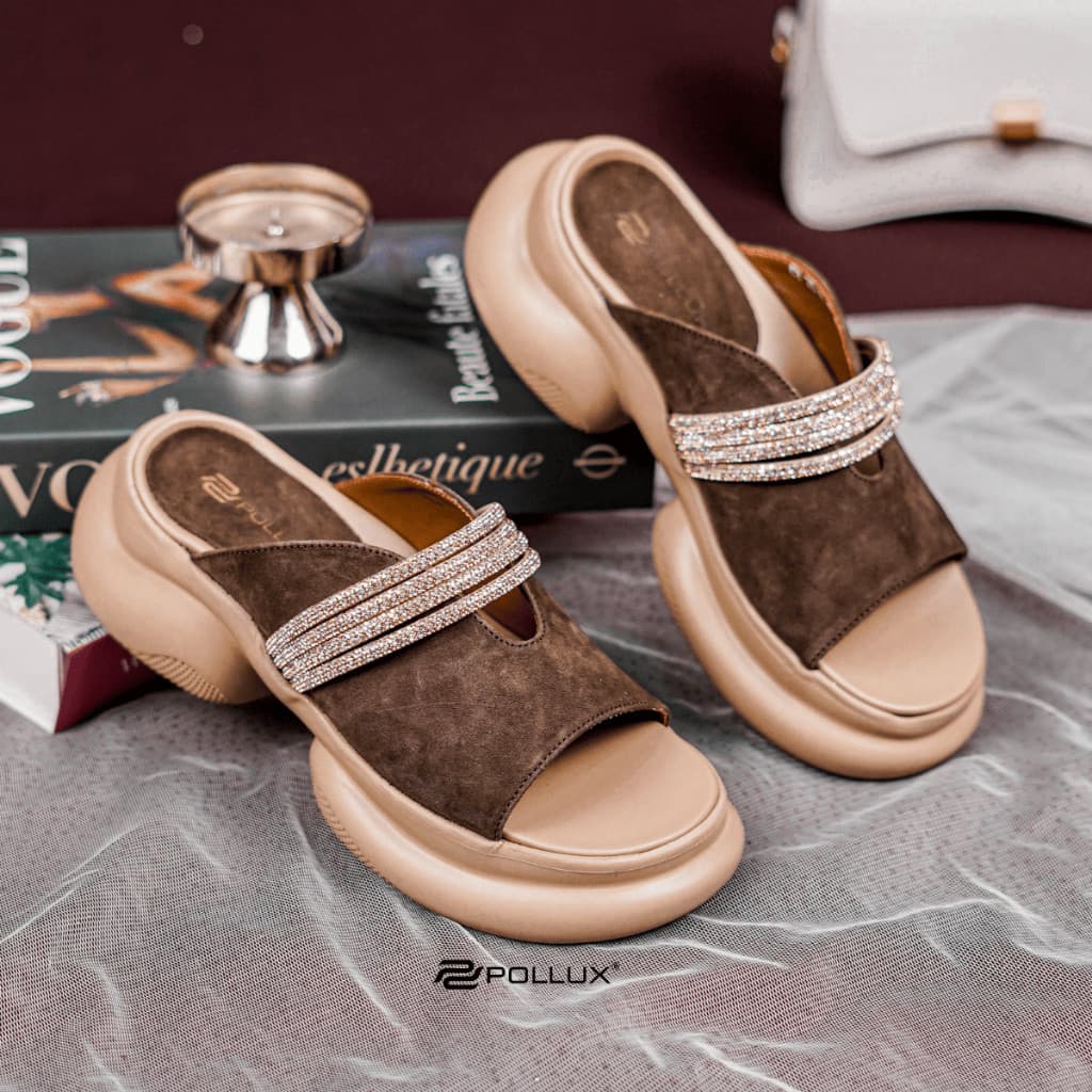 Gambar produk Pollux Bold WPOCY 23 - Sandal Platform Chunky Glitter Wanita Sol Tebal Sandal Pesta Mewah