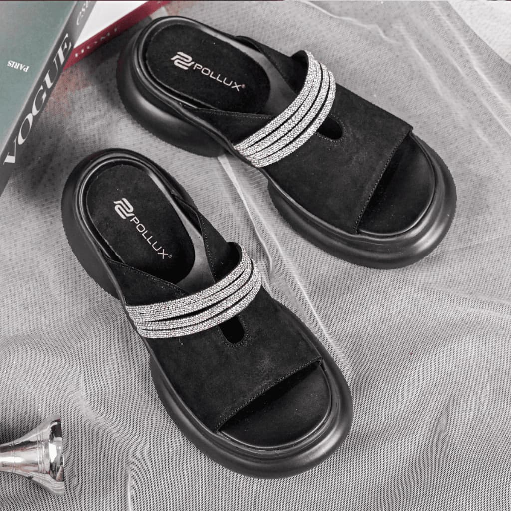Thumbnail gambar ke-7 produk Pollux Bold WPOCY 23 - Sandal Platform Chunky Glitter Wanita Sol Tebal Sandal Pesta Mewah