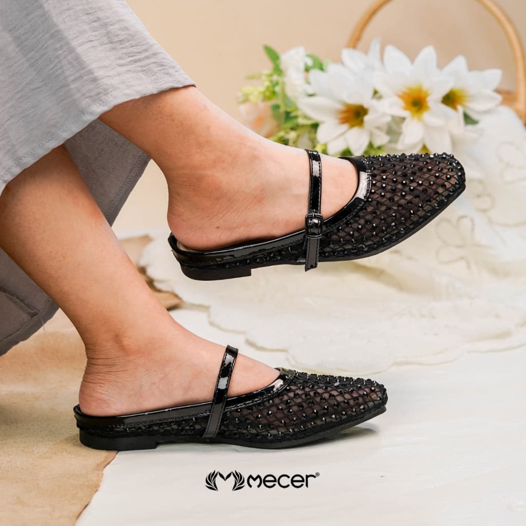 Gambar ke-9 produk Mecer Daily WYH 9003387 - Sandal Mules Wanita Mewah Flat Shoes Cewek Cantik