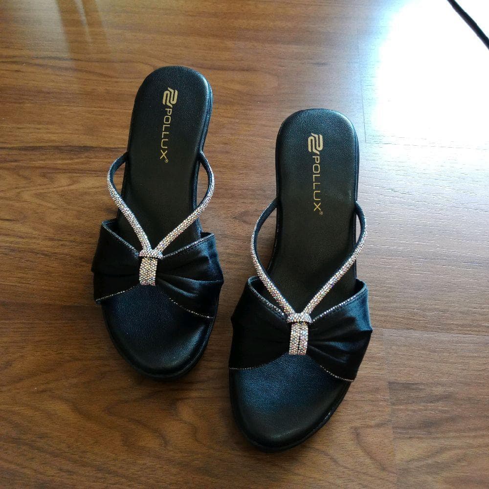 Gambar ke-7 produk Pollux Classic WPOGP 11 - Sandal Wanita Hak Tinggi Motif Pita dan tali glitter tipis