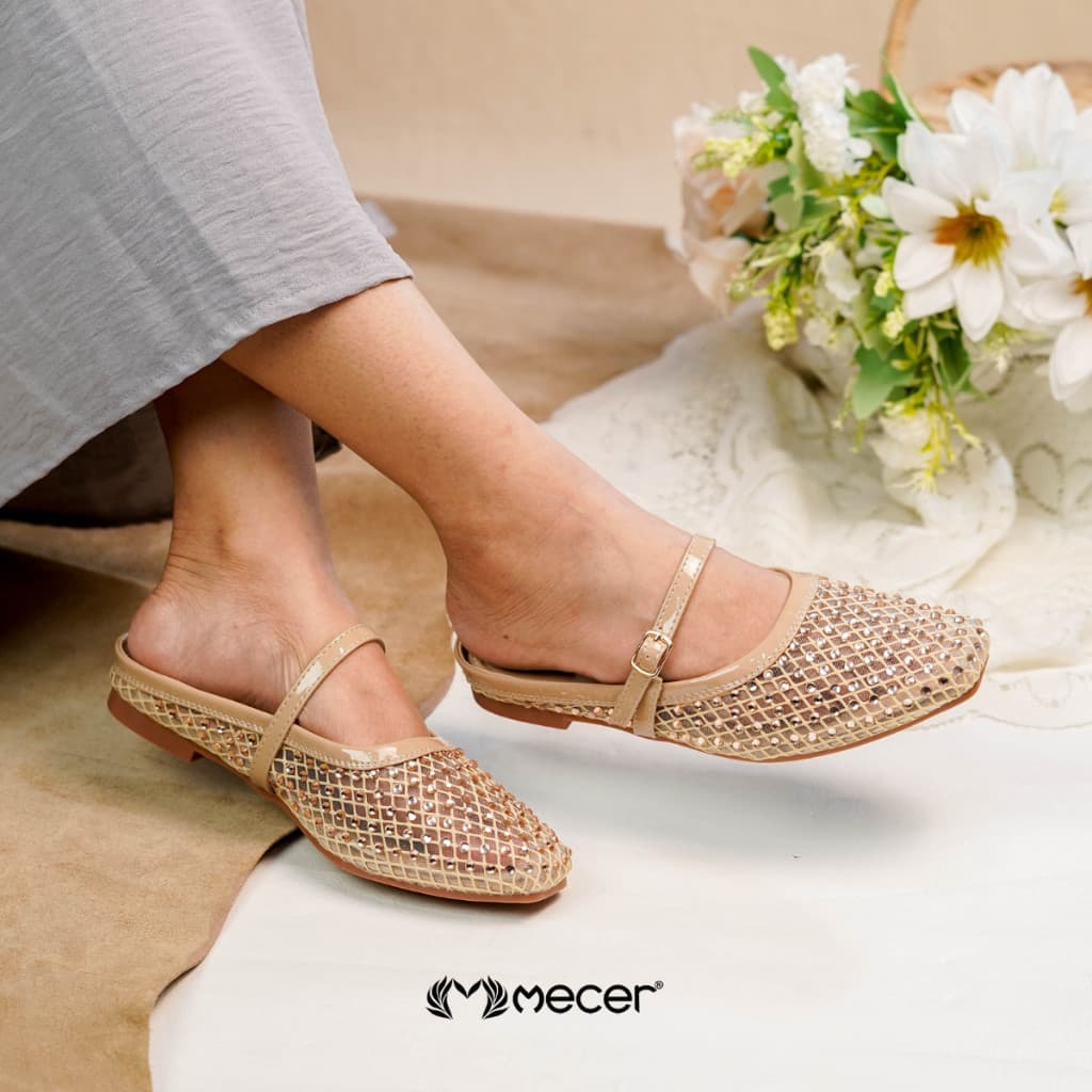 Gambar ke-9 produk Mecer Daily WYH 9003387 - Sandal Mules Wanita Mewah Flat Shoes Cewek Cantik