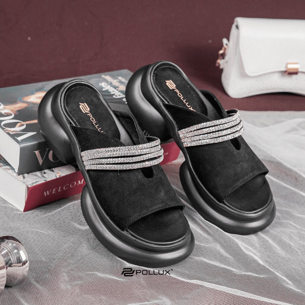 Gambar ke-8 produk Pollux Bold WPOCY 23 - Sandal Platform Chunky Glitter Wanita Sol Tebal Sandal Pesta Mewah