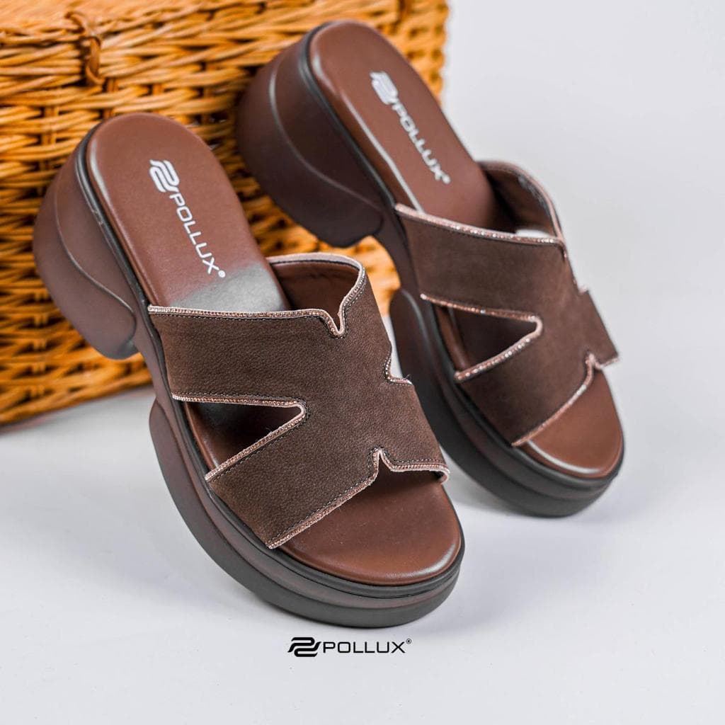 Thumbnail gambar ke-5 produk Pollux Bold WPOCU 38 - sandal Wedges Wanita Bahan Kulit Tinggi Hak 5cm