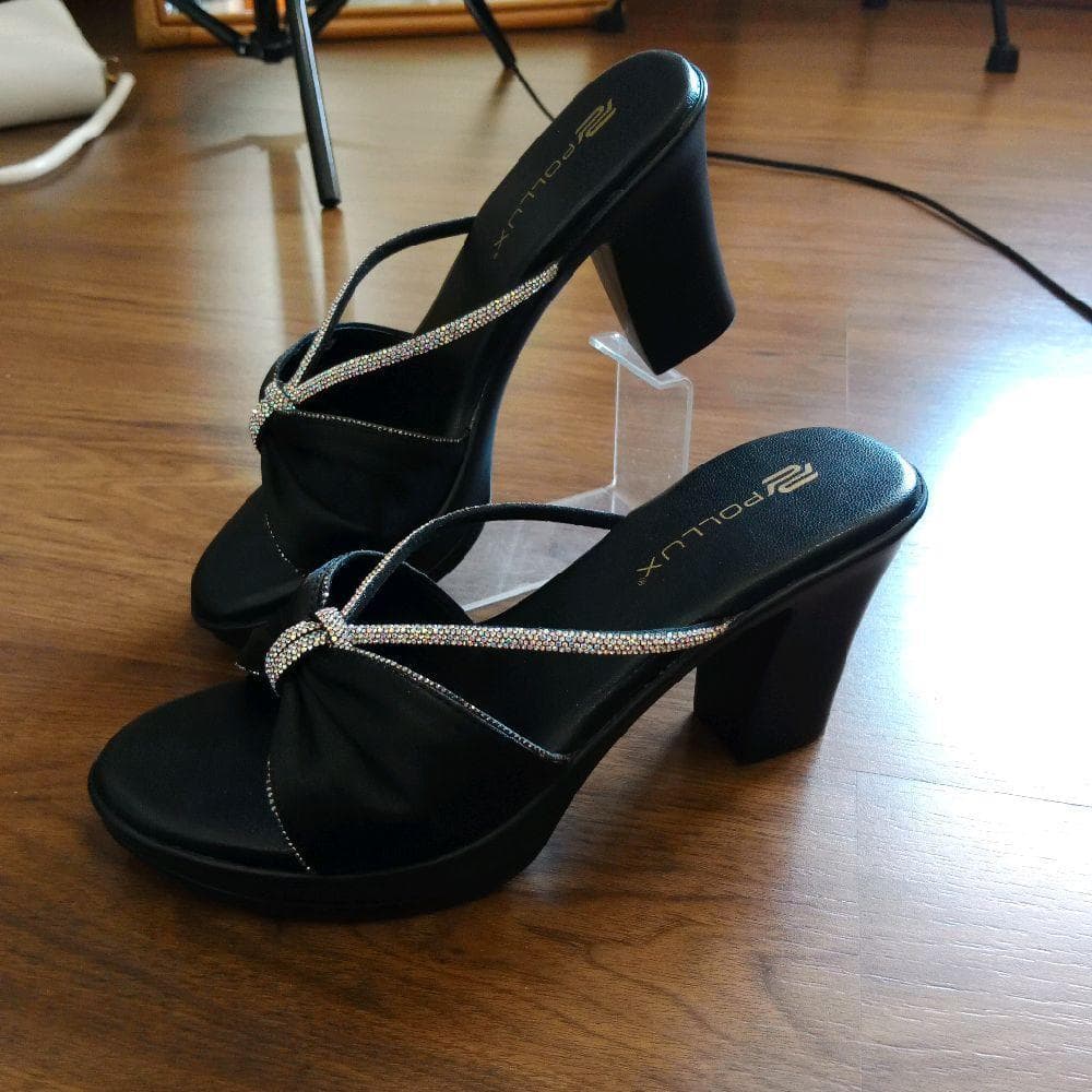 Thumbnail gambar ke-4 produk Pollux Classic WPOGP 11 - Sandal Wanita Hak Tinggi Motif Pita dan tali glitter tipis