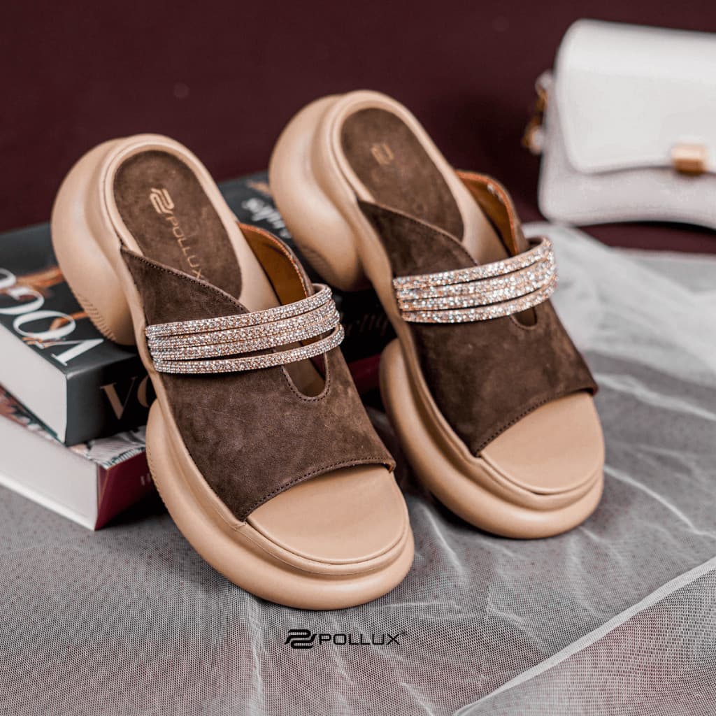 Thumbnail gambar ke-8 produk Pollux Bold WPOCY 23 - Sandal Platform Chunky Glitter Wanita Sol Tebal Sandal Pesta Mewah