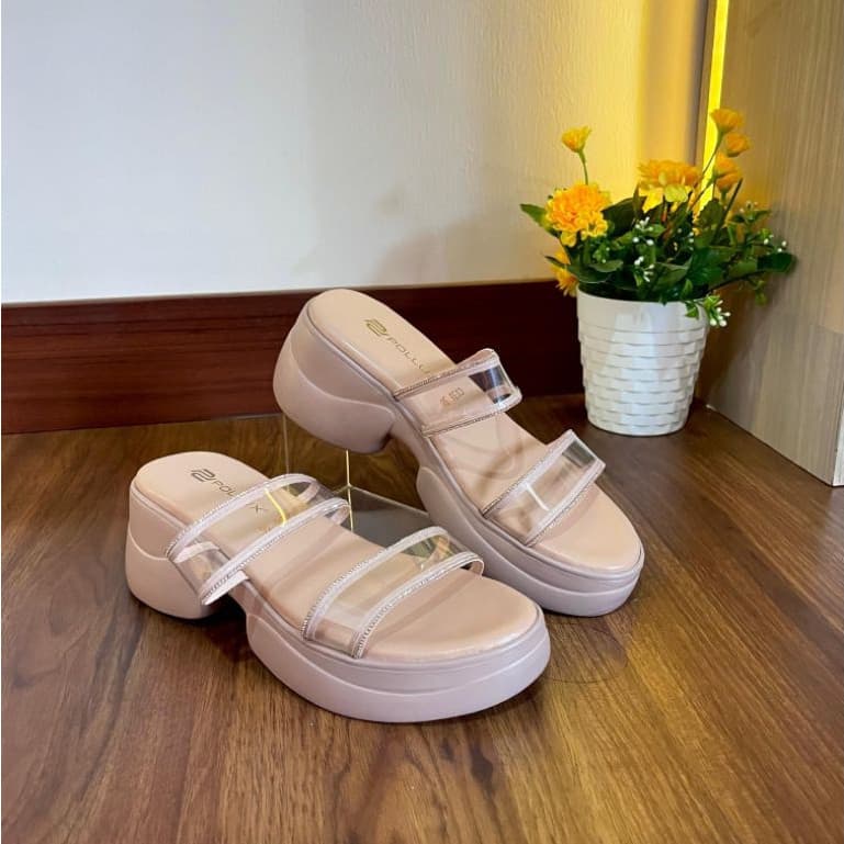 Gambar ke-1 produk Pollux Bold WPOCU 36 - Sepatu Sandal Wedges Kekinian Tinggi 5cm