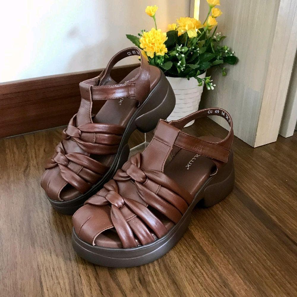 Thumbnail gambar ke-7 produk Pollux Bold WPOCU 49 - Sandal Wedges Wanita Bahan Kulit Asli Tinggi 5cm
