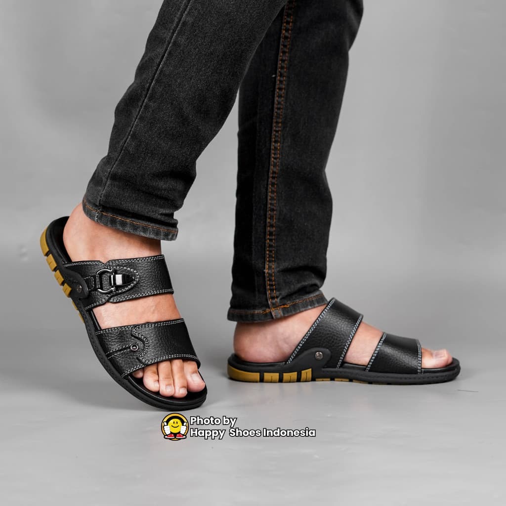 Gambar produk Barnett Reno 103 Sandal Cowok Formal Casual Kekinian Model Slide Slop Distro Hitam S