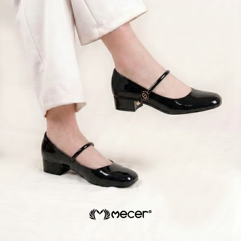 Gambar ke-5 produk Mecer Monday WYH 1808-10 - Sepatu Heels Wanita Mary Jane Glossy Tinggi 3cm – Sepatu Kerja Formal Kor