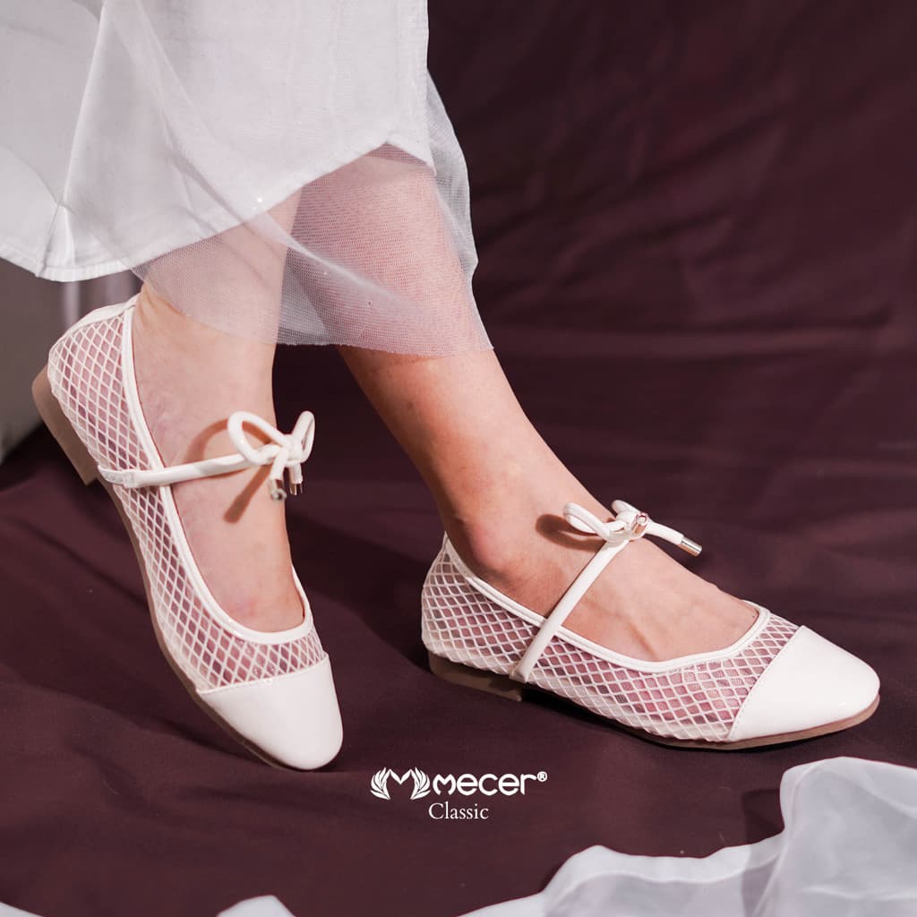 Thumbnail gambar ke-2 produk Mecer Core WY65258A Apricot dan Hitam Size 36-41, Flat Shoes Wanita Mary Janes Cute, Casual, Cocok Untuk Kuliah, Kerja dan Hangout