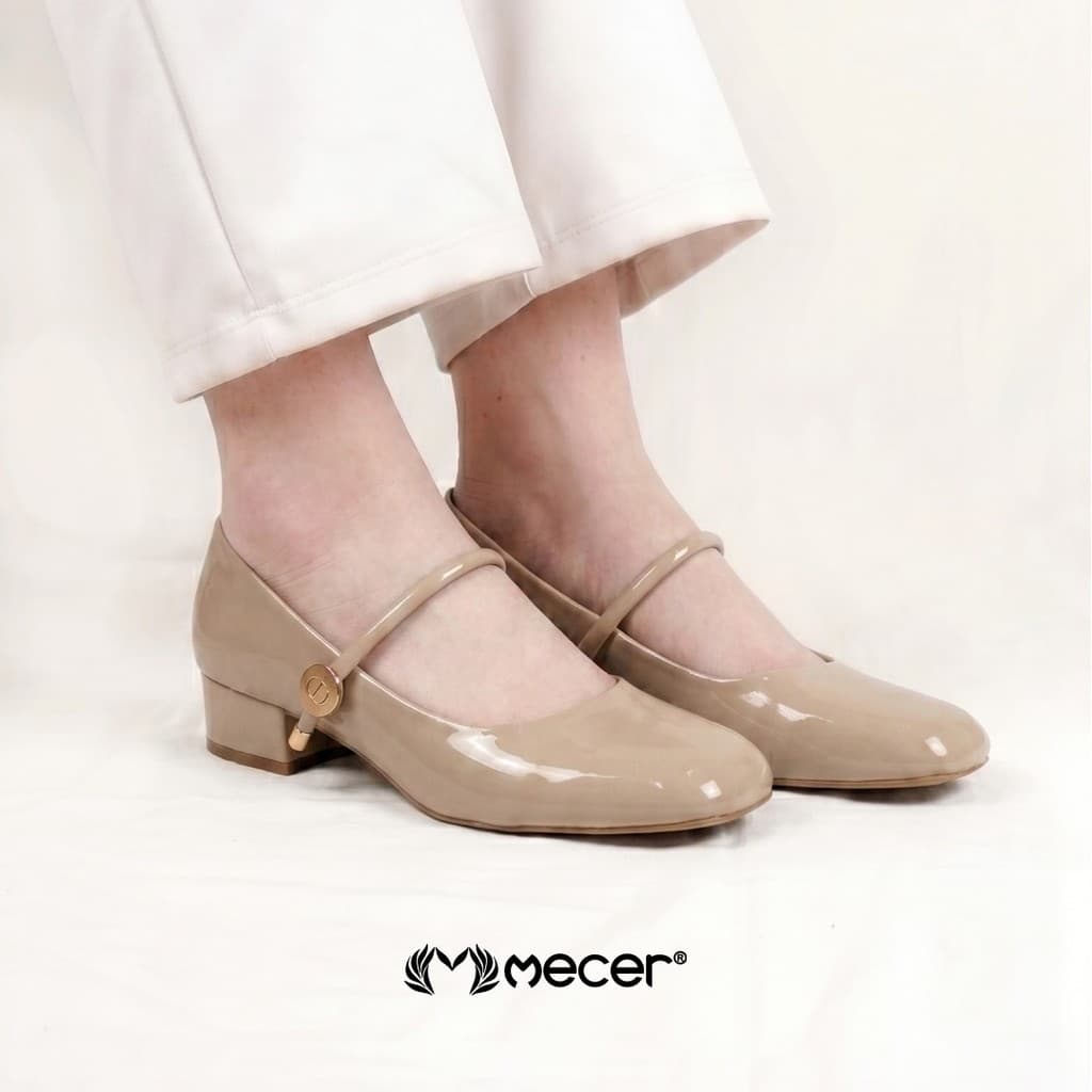 Gambar ke-5 produk Mecer Monday WYH 1808-10 - Sepatu Heels Wanita Mary Jane Glossy Tinggi 3cm – Sepatu Kerja Formal Kor