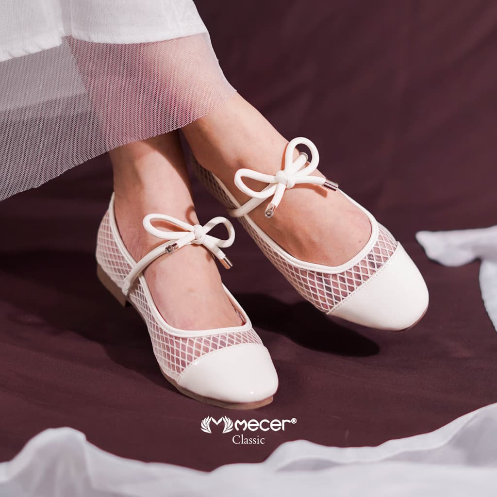 Thumbnail gambar ke-7 produk Mecer Core WY65258A Apricot dan Hitam Size 36-41, Flat Shoes Wanita Mary Janes Cute, Casual, Cocok Untuk Kuliah, Kerja dan Hangout