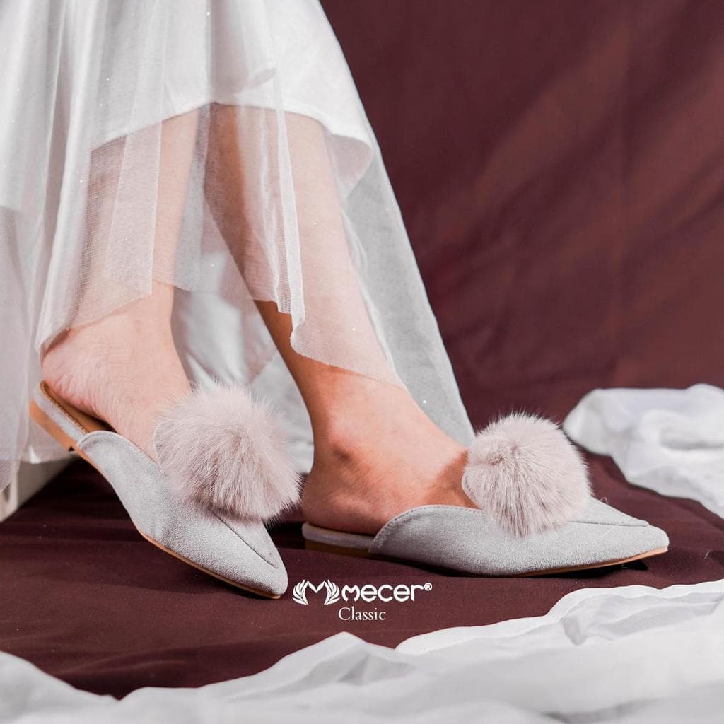 Gambar ke-9 produk Mecer Core 24021 36-40 Flat Mules Slip On Bulu-Bulu