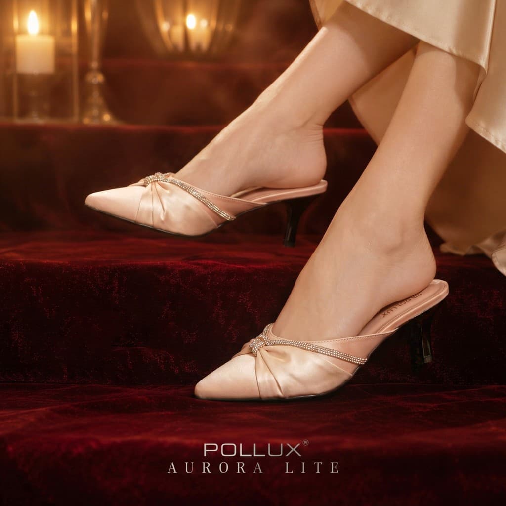 Gambar produk Pollux Monday WPOAV 21 - Sandal Heels Pesta Wanita Elegan Bahan Kulit Asli Tinggi 5cm size 36 - 40