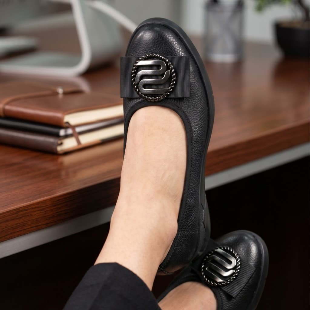 Gambar ke-10 produk Pollux Monday WPOBW 01 - Sepatu Kerja Wanita | Pantofel Wanita Bahan Kulit | Sepatu Wedges Wanita Tinggi 5cm
