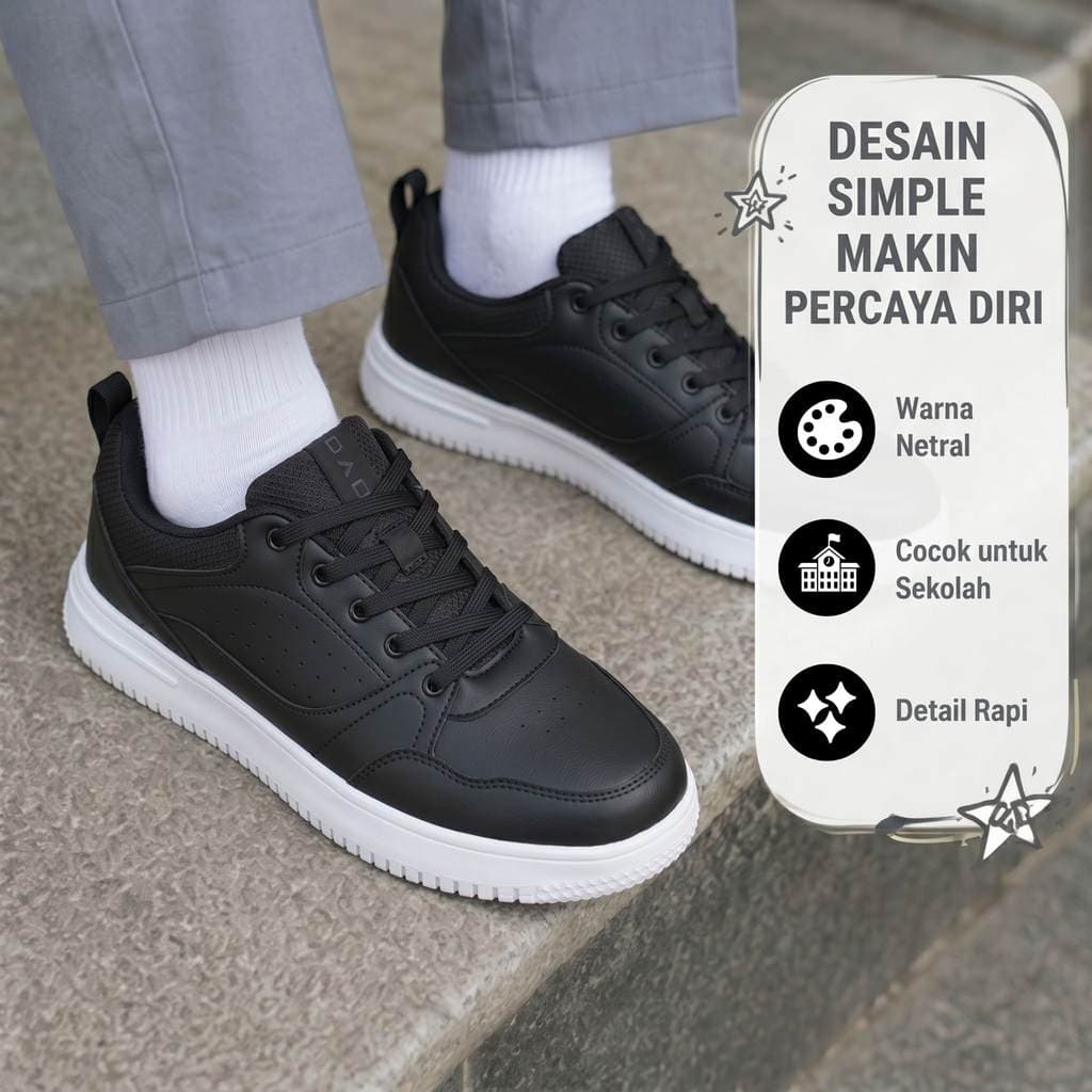 Gambar ke-5 produk Dans Aldrin - Sepatu sekolah Anak SMP SMA Kekinian Size 38-43 Nyaman Anti Slip