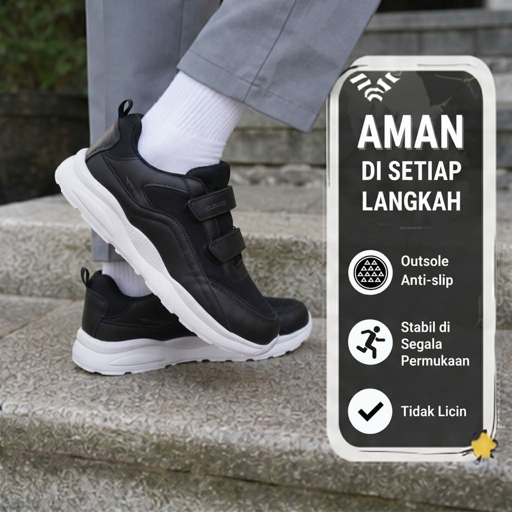 Gambar ke-5 produk Clouds CLD12  - Sepatu sekolah Anak SD Kekinian Size 28-37 Nyaman Anti Slip