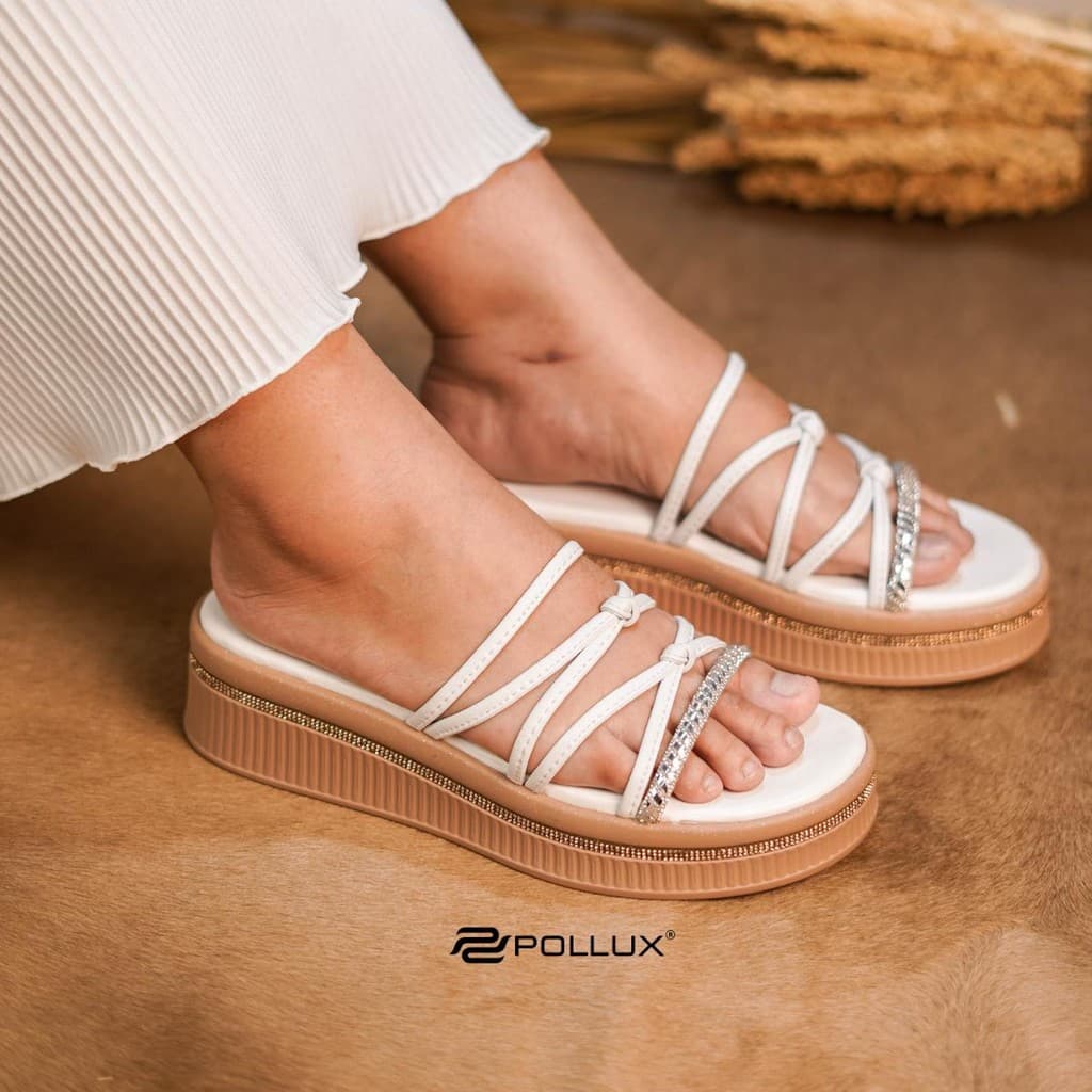 Gambar ke-5 produk Pollux E-Wear WPOMP 02 - Sandal Wedges Wanita Bahan Kulit Asli  | Sendal Wanita Kekinian Tinggi 5cm