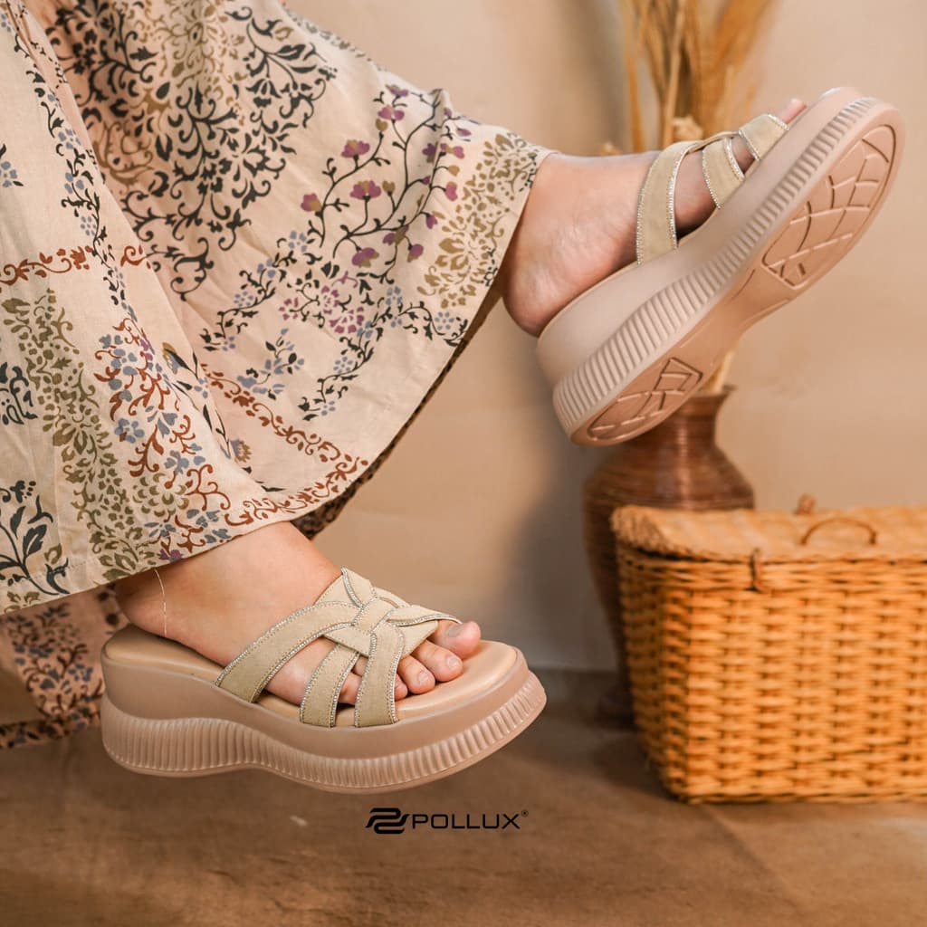 Thumbnail gambar ke-5 produk Pollux Bold WPOKY 18 - Sandal Wedges Wanita Bahan Kulit Asli Anti Slip