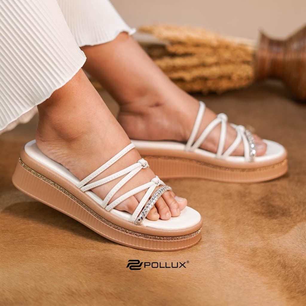 Gambar ke-5 produk Pollux E-Wear WPOMP 02 - Sandal Wedges Wanita Bahan Kulit Asli  | Sendal Wanita Kekinian Tinggi 5cm