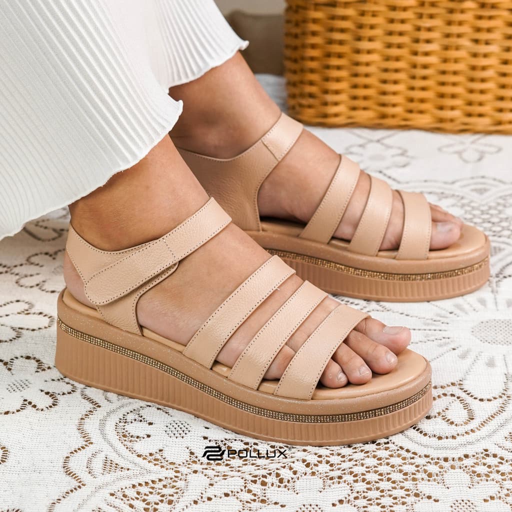 Gambar ke-5 produk Pollux Daily WPOMP 04 - Sandal Wedges Wanita Bahan Kulit Asli