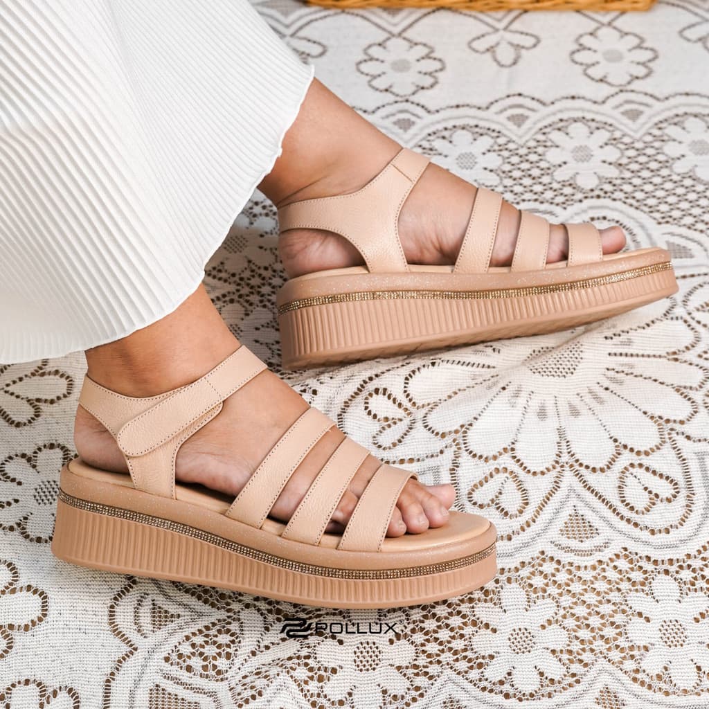 Gambar ke-5 produk Pollux Daily WPOMP 04 - Sandal Wedges Wanita Bahan Kulit Asli